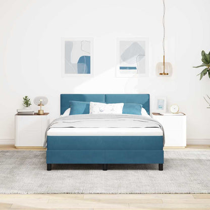 Letto a molle con materasso Blu Scuro 140 x 200 cm Velluto | homemem39