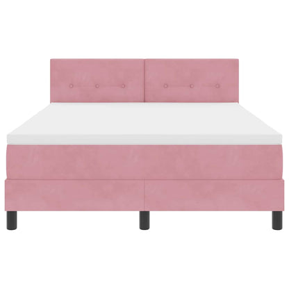 Letto a molle con materasso Rosa 140 x 200 cm Velluto | homemem39