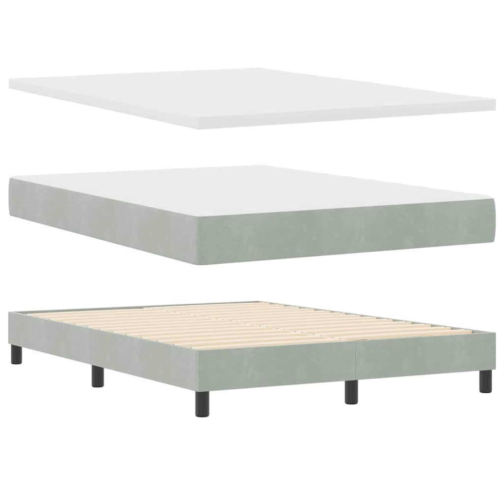 Letto a molle con materasso Grigio chiaro 160 x 200 cm Velluto | homemem39