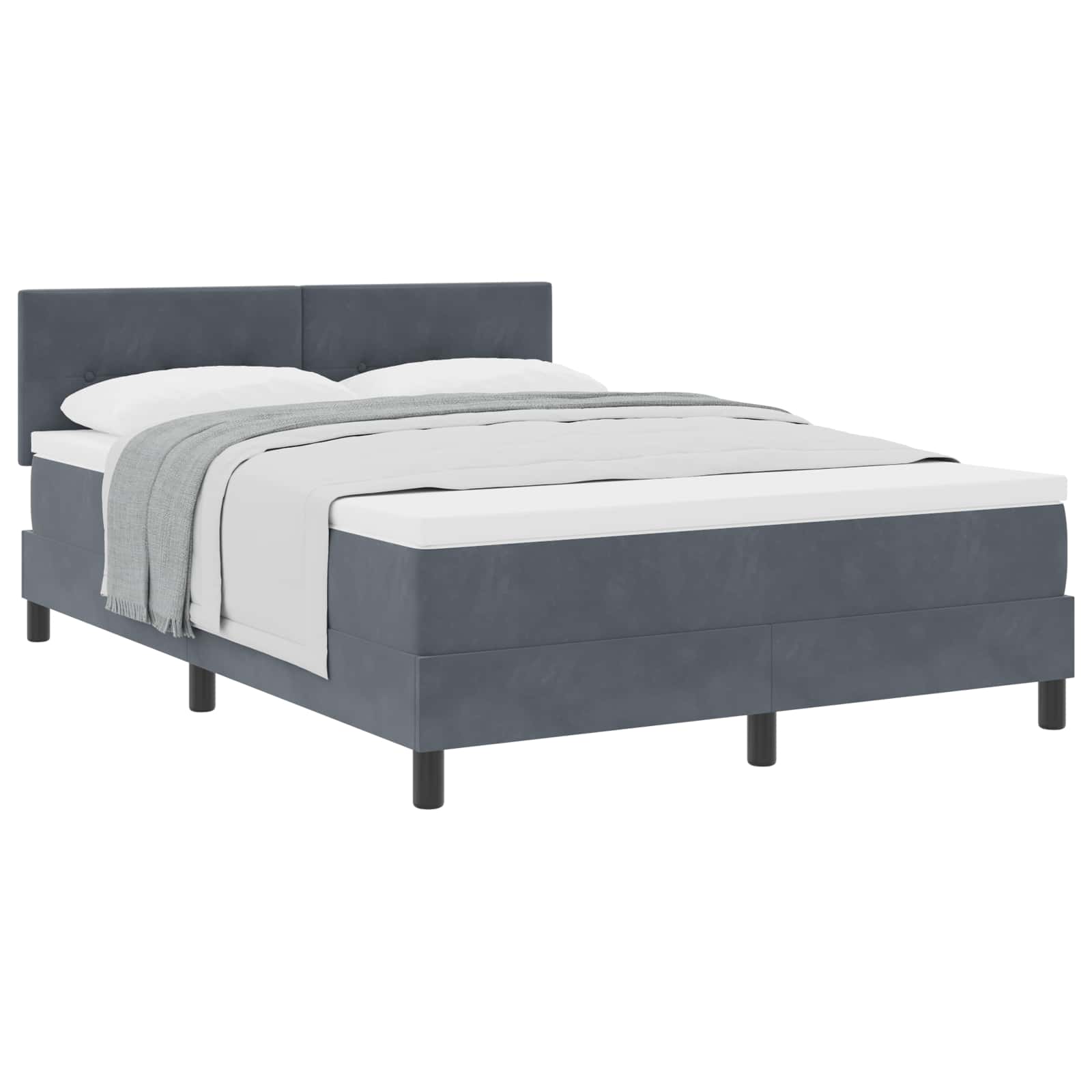 Letto a molle con materasso Grigio scuro 160 x 200 cm Velluto | homemem39