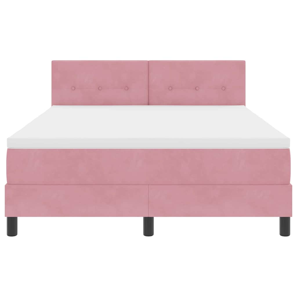 Letto a molle con materasso Rosa 160 x 200 cm Velluto | homemem39