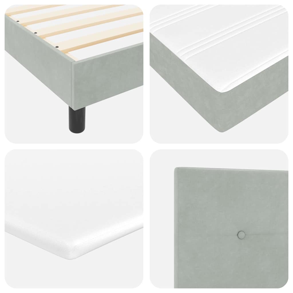 Letto a molle con materasso Grigio chiaro 180 x 200 cm Velluto | homemem39