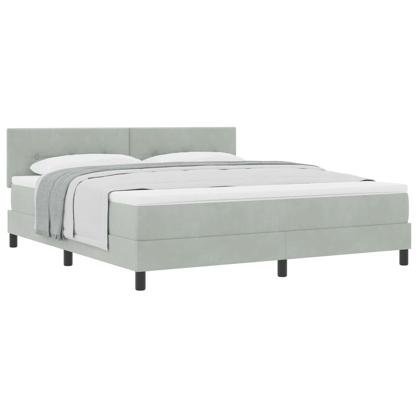 Letto a molle con materasso Grigio chiaro 180 x 200 cm Velluto