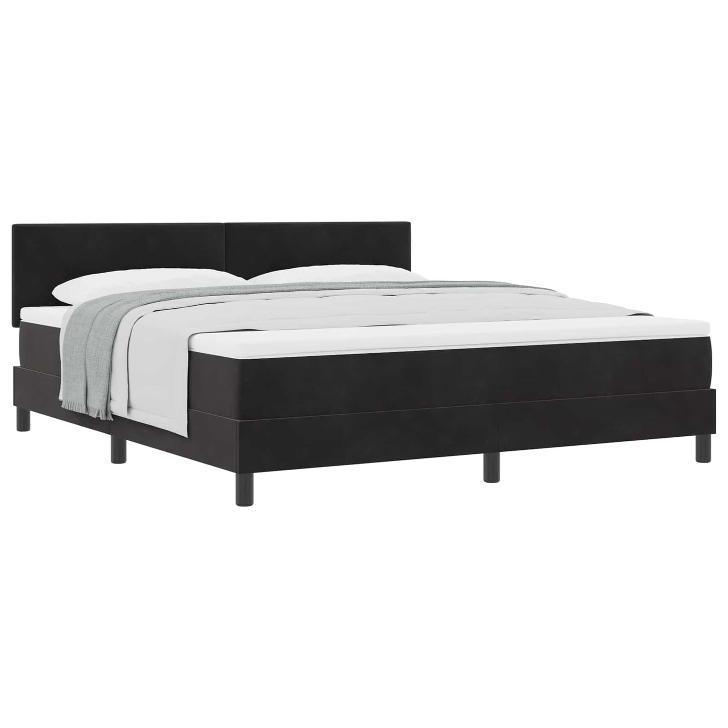 Letto a molle con materasso Nero 180 x 200 cm Velluto | homemem39