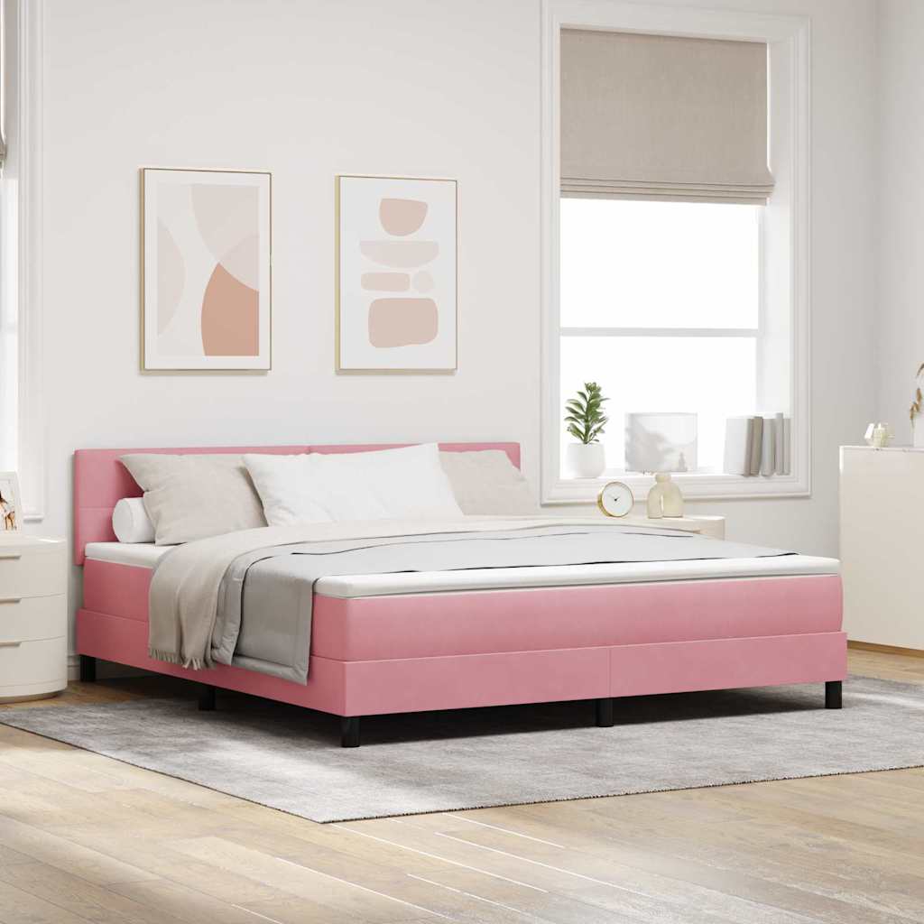 Letto a molle con materasso Rosa 180 x 200 cm Velluto | homemem39