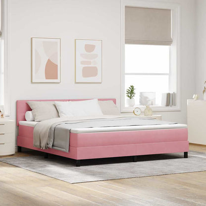 Letto a molle con materasso Rosa 180 x 200 cm Velluto | homemem39