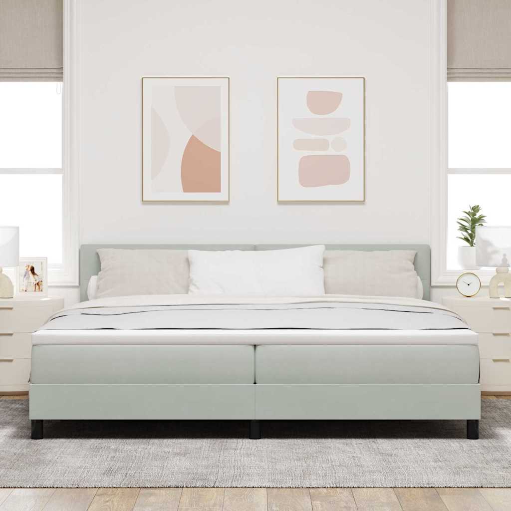 Letto a molle con materasso Grigio chiaro 200 x 200 cm Velluto | homemem39