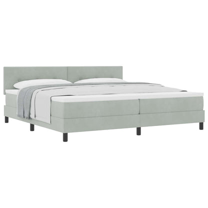 Letto a molle con materasso Grigio chiaro 200 x 200 cm Velluto | homemem39
