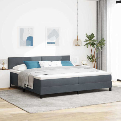 Letto a molle con materasso Grigio scuro 200 x 200 cm Velluto