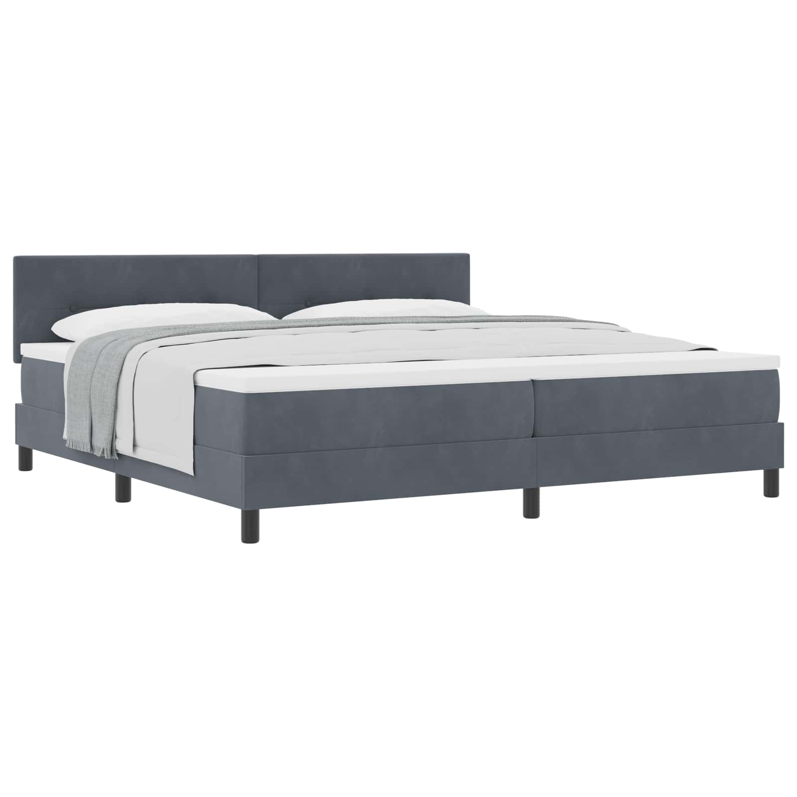 Letto a molle con materasso Grigio scuro 200 x 200 cm Velluto | homemem39