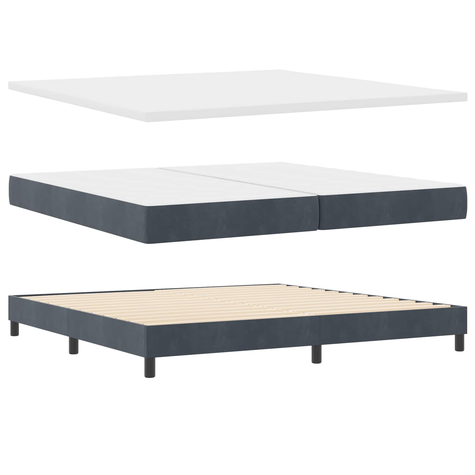 Letto a molle con materasso Grigio scuro 200 x 200 cm Velluto | homemem39