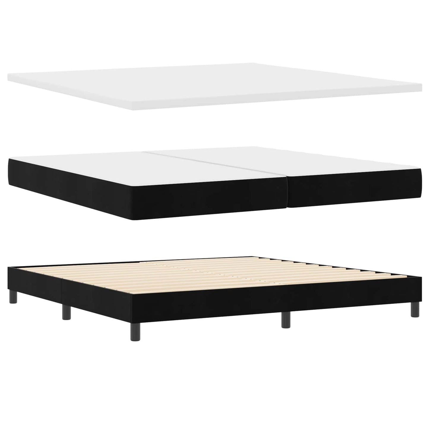Letto a molle con materasso Nero 200 x 200 cm Velluto