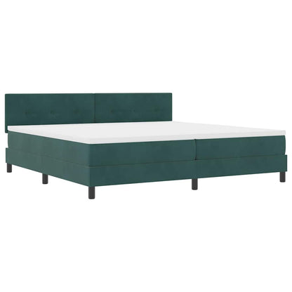 Letto a molle con materasso Verde Scuro 200 x 200 cm Velluto
