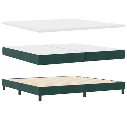 Letto a molle con materasso Verde Scuro 200 x 200 cm Velluto