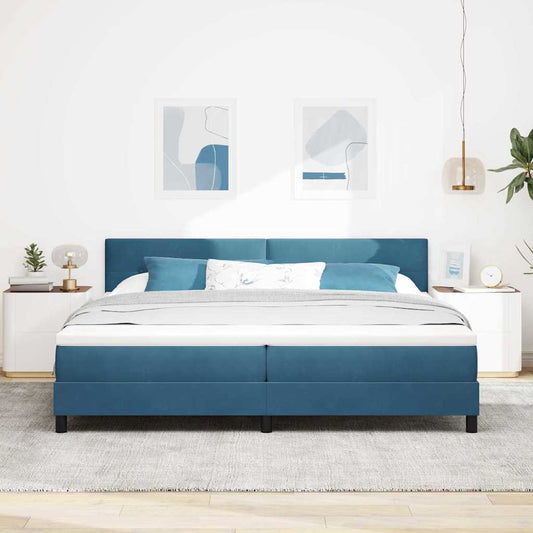 Letto a molle con materasso Blu Scuro 200 x 200 cm Velluto