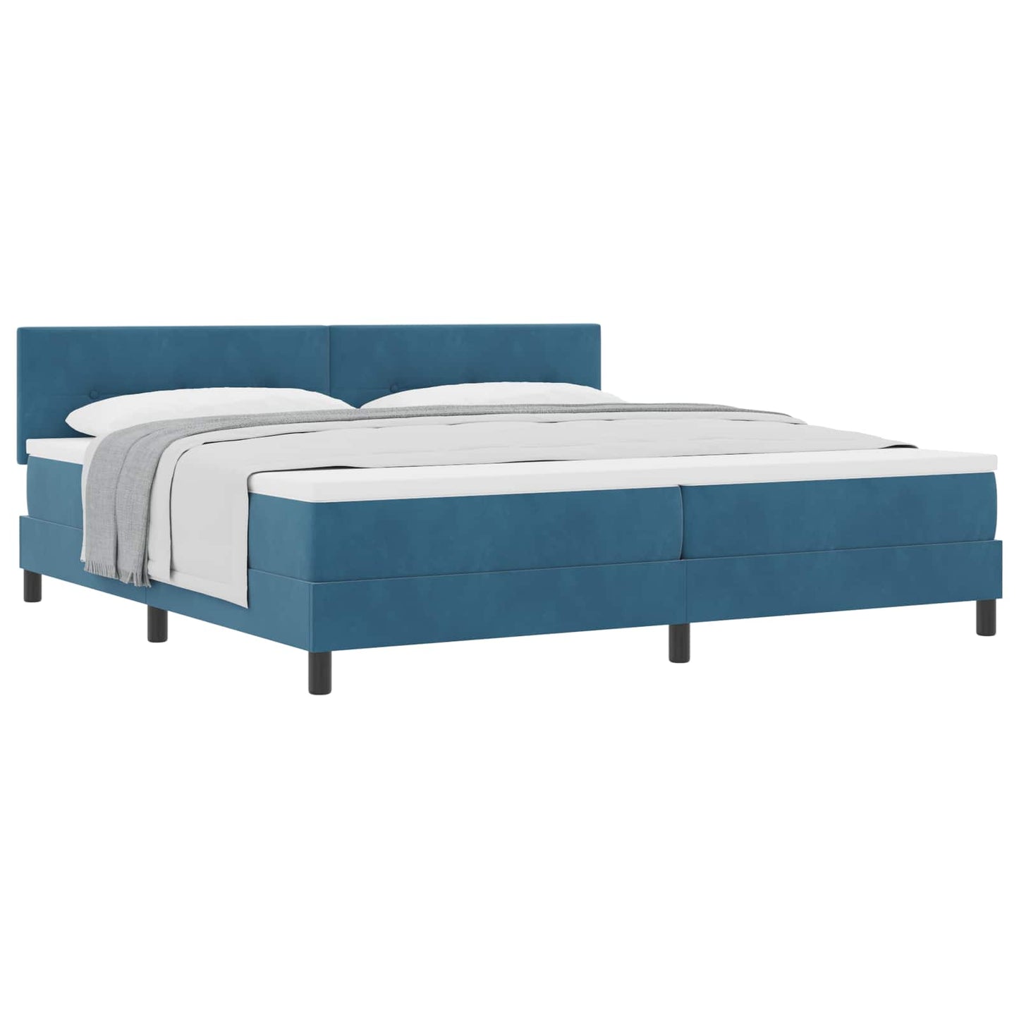 Letto a molle con materasso Blu Scuro 200 x 200 cm Velluto