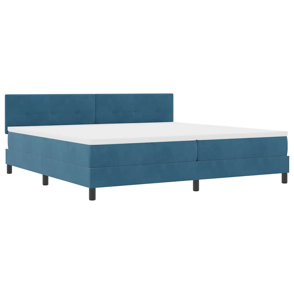 Letto a molle con materasso Blu Scuro 200 x 200 cm Velluto