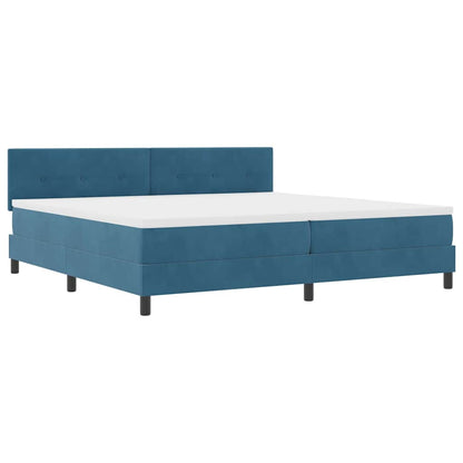 Letto a molle con materasso Blu Scuro 200 x 200 cm Velluto
