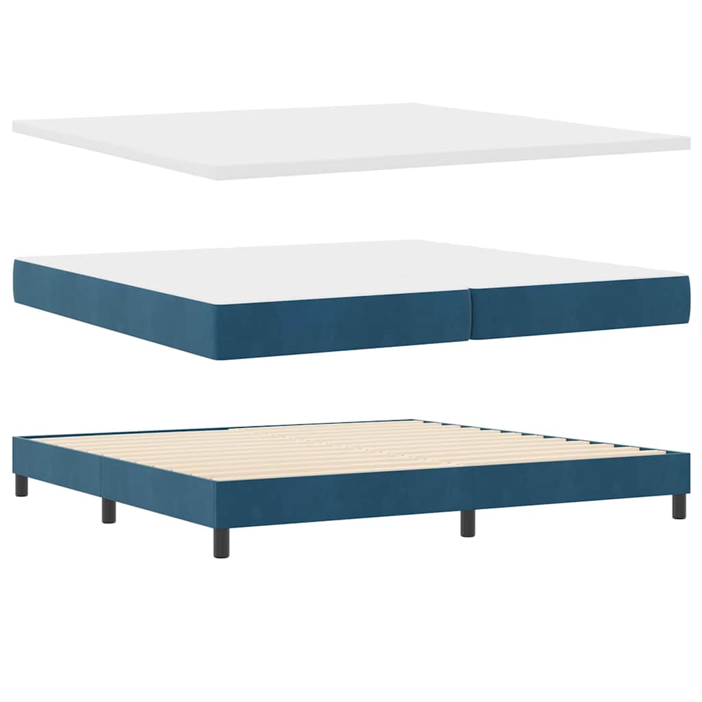 Letto a molle con materasso Blu Scuro 200 x 200 cm Velluto