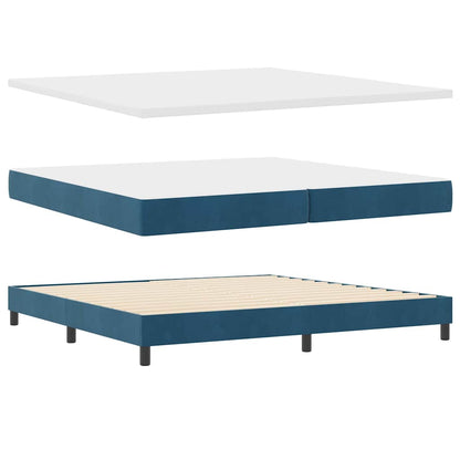 Letto a molle con materasso Blu Scuro 200 x 200 cm Velluto