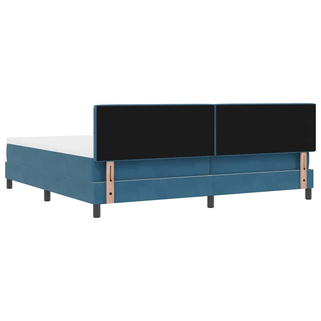 Letto a molle con materasso Blu Scuro 200 x 200 cm Velluto