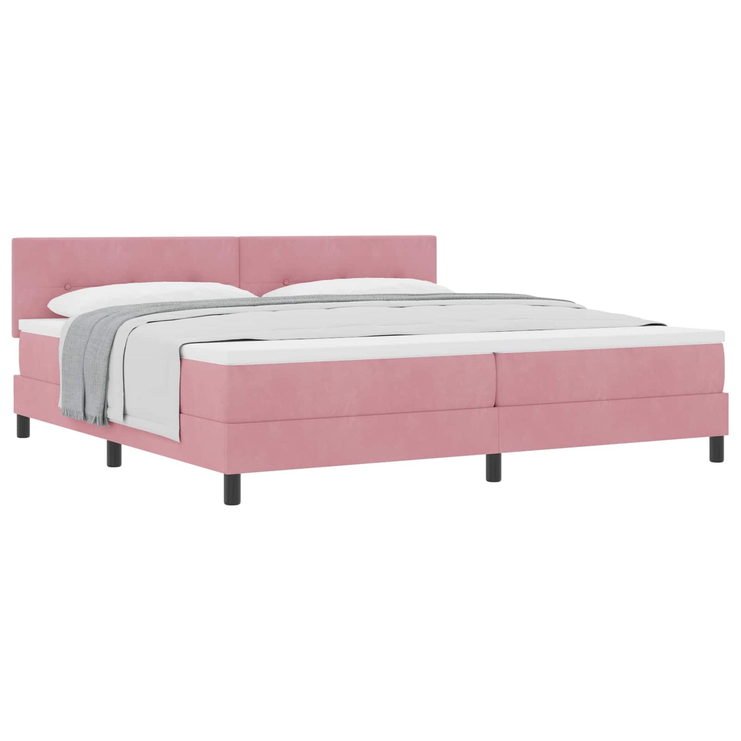 Letto a molle con materasso Rosa 200 x 200 cm Velluto
