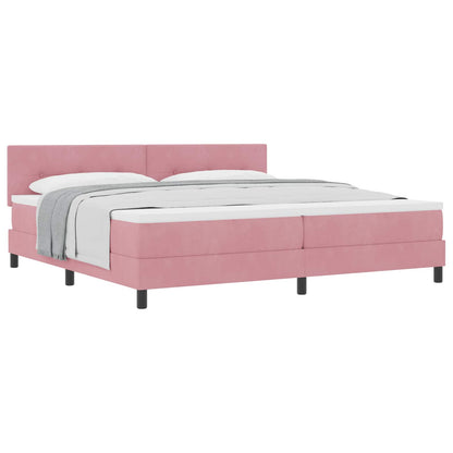 Letto a molle con materasso Rosa 200 x 200 cm Velluto