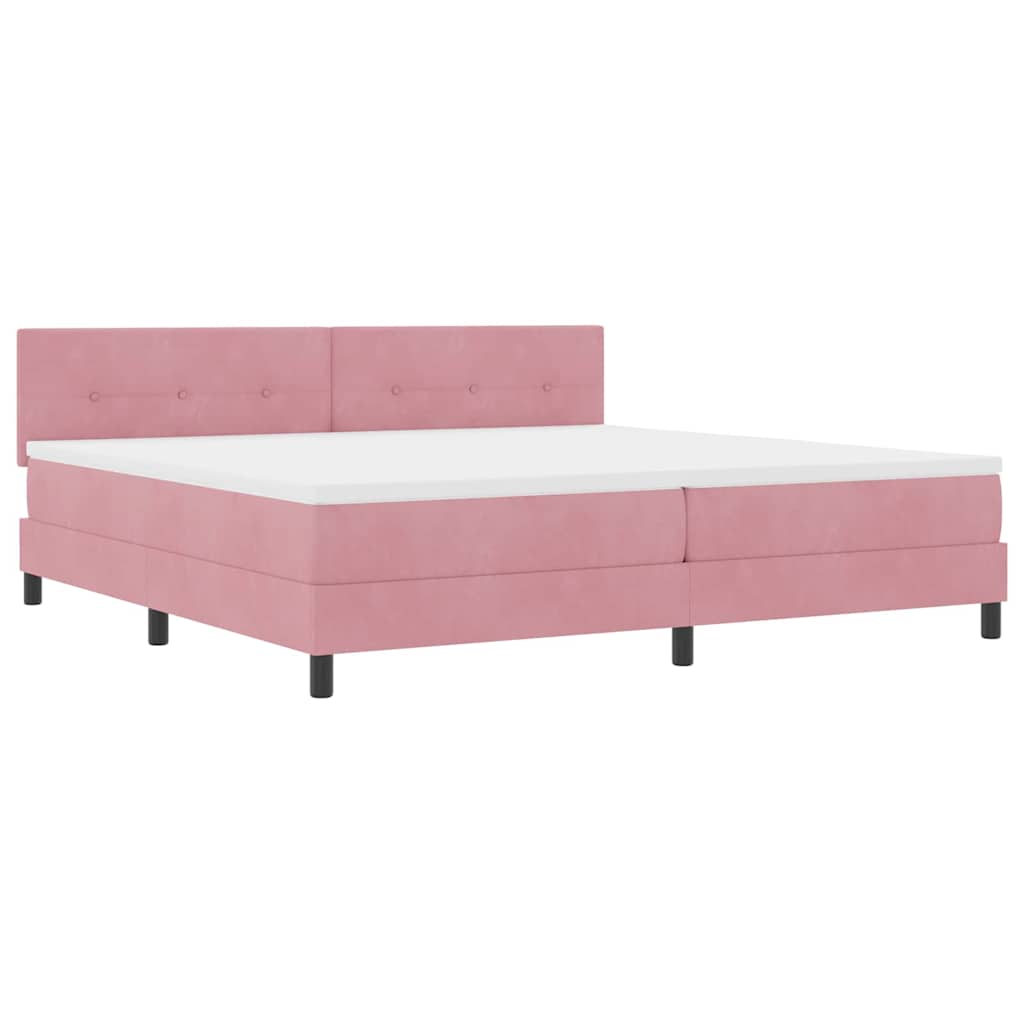Letto a molle con materasso Rosa 200 x 200 cm Velluto