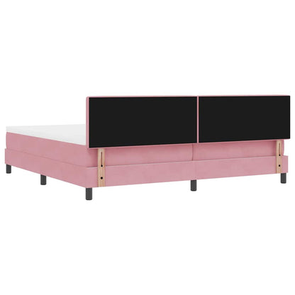Letto a molle con materasso Rosa 200 x 200 cm Velluto
