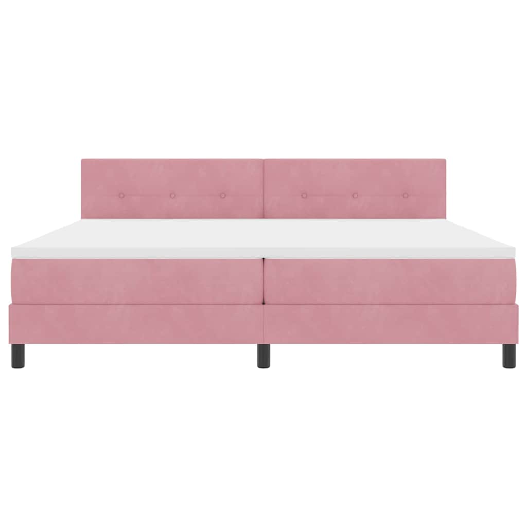 Letto a molle con materasso Rosa 200 x 200 cm Velluto