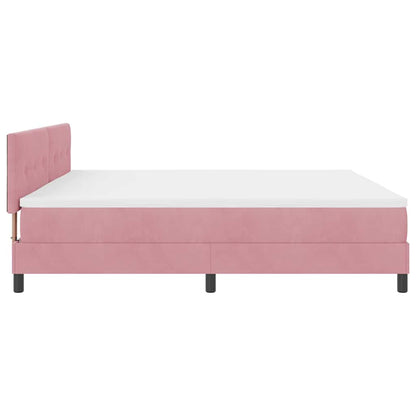 Letto a molle con materasso Rosa 200 x 200 cm Velluto