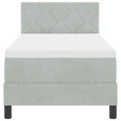 Letto a molle con materasso Grigio chiaro 80 x 200 cm Velluto