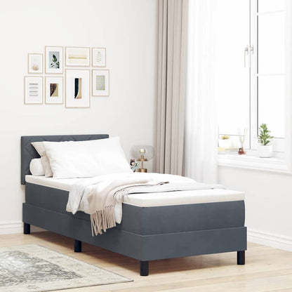 Letto a molle con materasso Grigio scuro 80 x 200 cm Velluto | homemem39