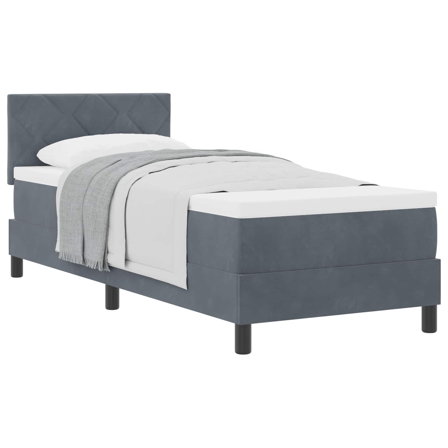 Letto a molle con materasso Grigio scuro 80 x 200 cm Velluto | homemem39