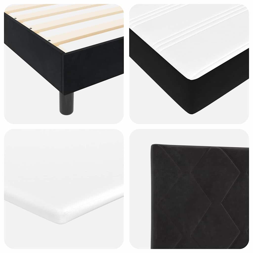Letto a molle con materasso Nero 80 x 200 cm Velluto | homemem39