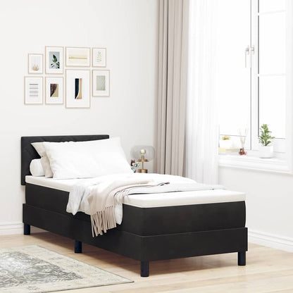 Letto a molle con materasso Nero 80 x 200 cm Velluto