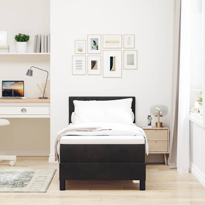 Letto a molle con materasso Nero 80 x 200 cm Velluto