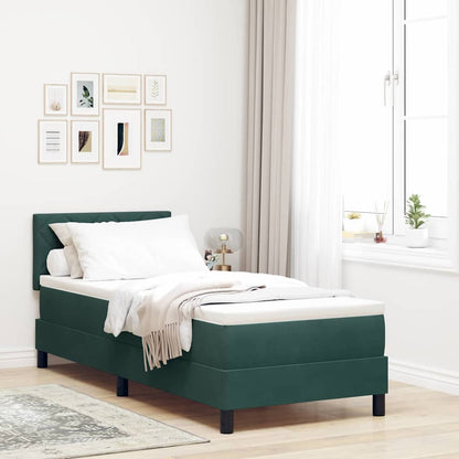 Letto a Molle con Materasso Verde Scuro 80 x 200 cm Tessuto