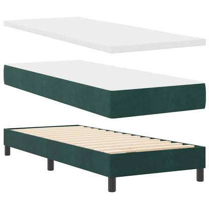 Letto a Molle con Materasso Verde Scuro 80 x 200 cm Tessuto