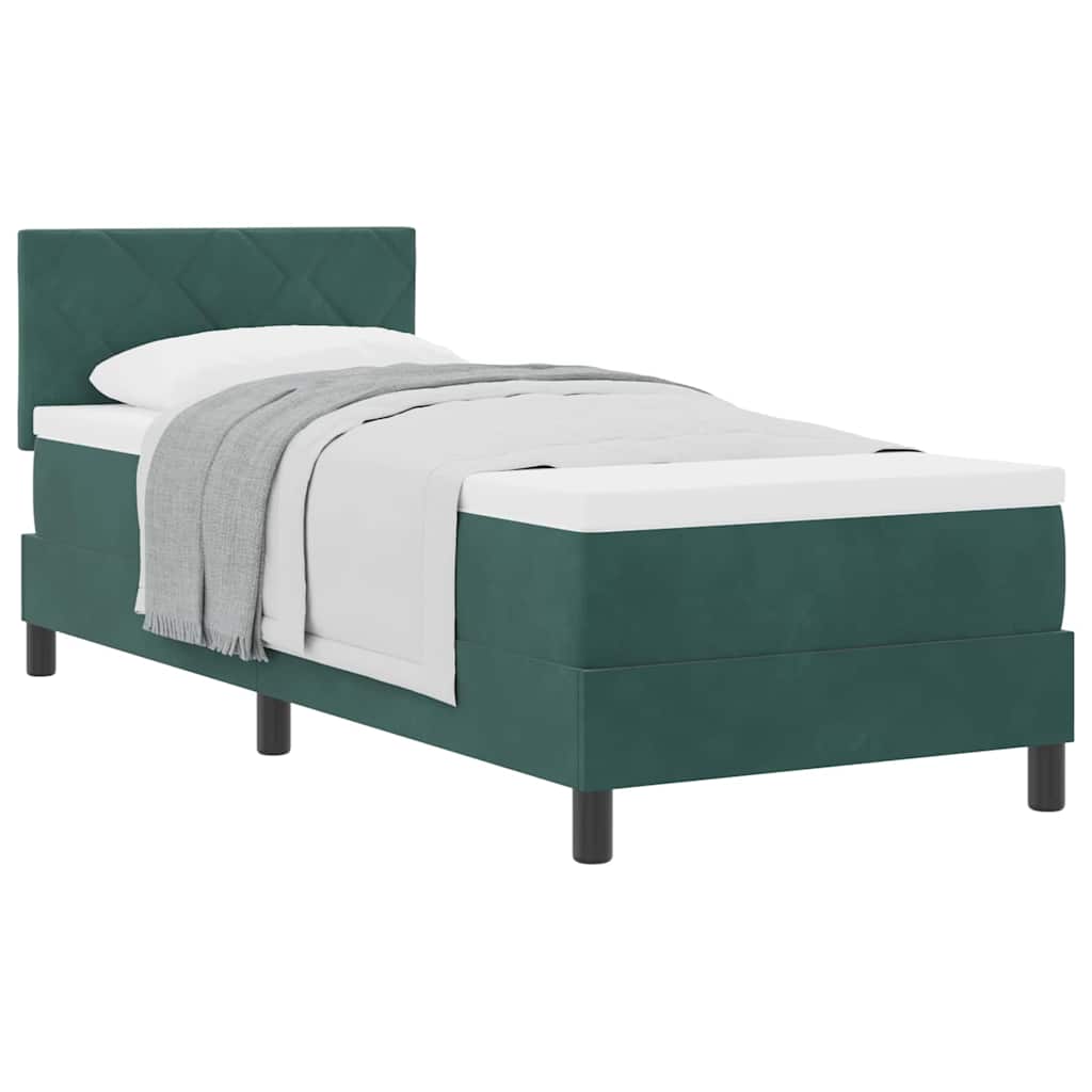 Letto a Molle con Materasso Verde Scuro 80 x 200 cm Tessuto