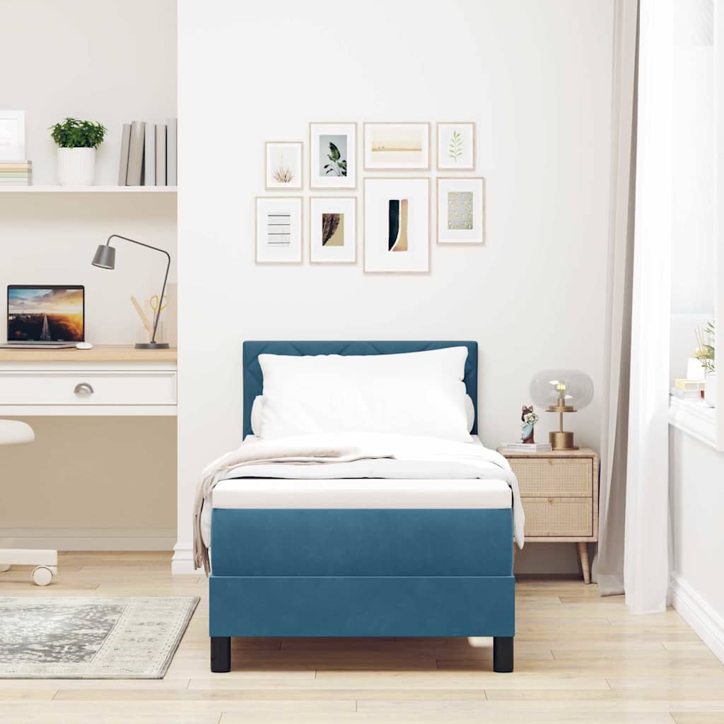 Letto a molle con testiera Blu Scuro 80 x 200 cm Velluto | homemem39