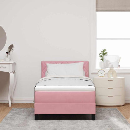 Letto a Molle con Materasso Rosa 90 x 190 cm Tessuto