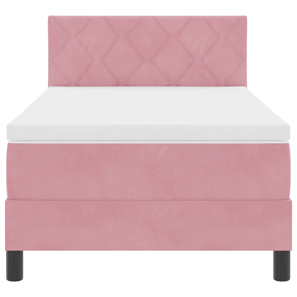 Letto a Molle con Materasso Rosa 90 x 190 cm Tessuto
