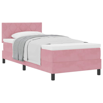 Letto a Molle con Materasso Rosa 90 x 190 cm Tessuto
