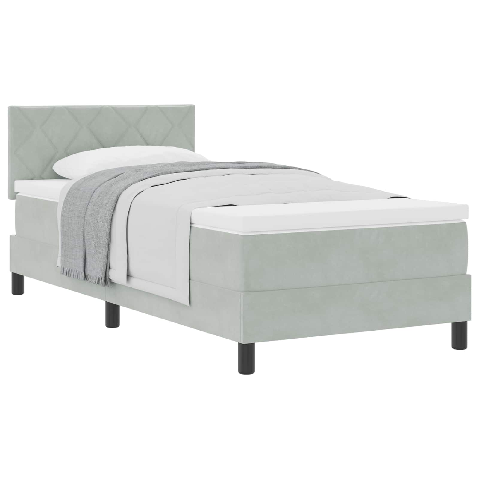 Letto a molle con testiera Grigio chiaro 90 x 200 cm Velluto | homemem39