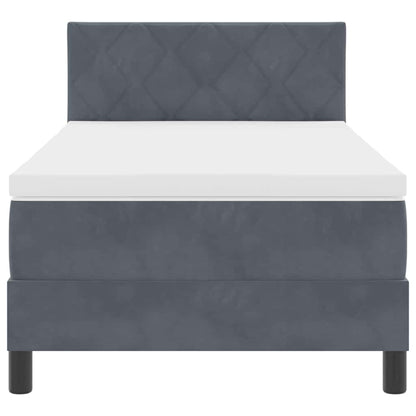 Letto a molle con materasso Grigio scuro 90 x 200 cm Velluto