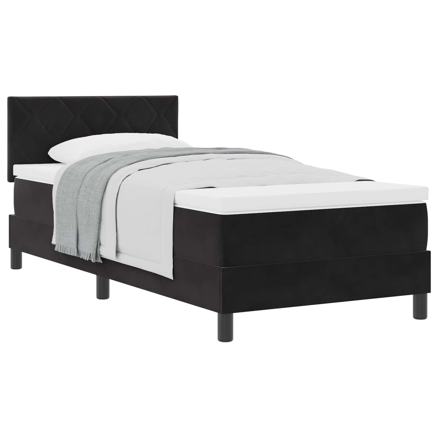 Letto a molle con testiera Nero 90 x 200 cm Velluto | homemem39