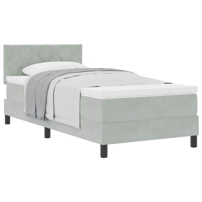 Letto a molle con testiera Grigio chiaro 100 x 200 cm Velluto | homemem39