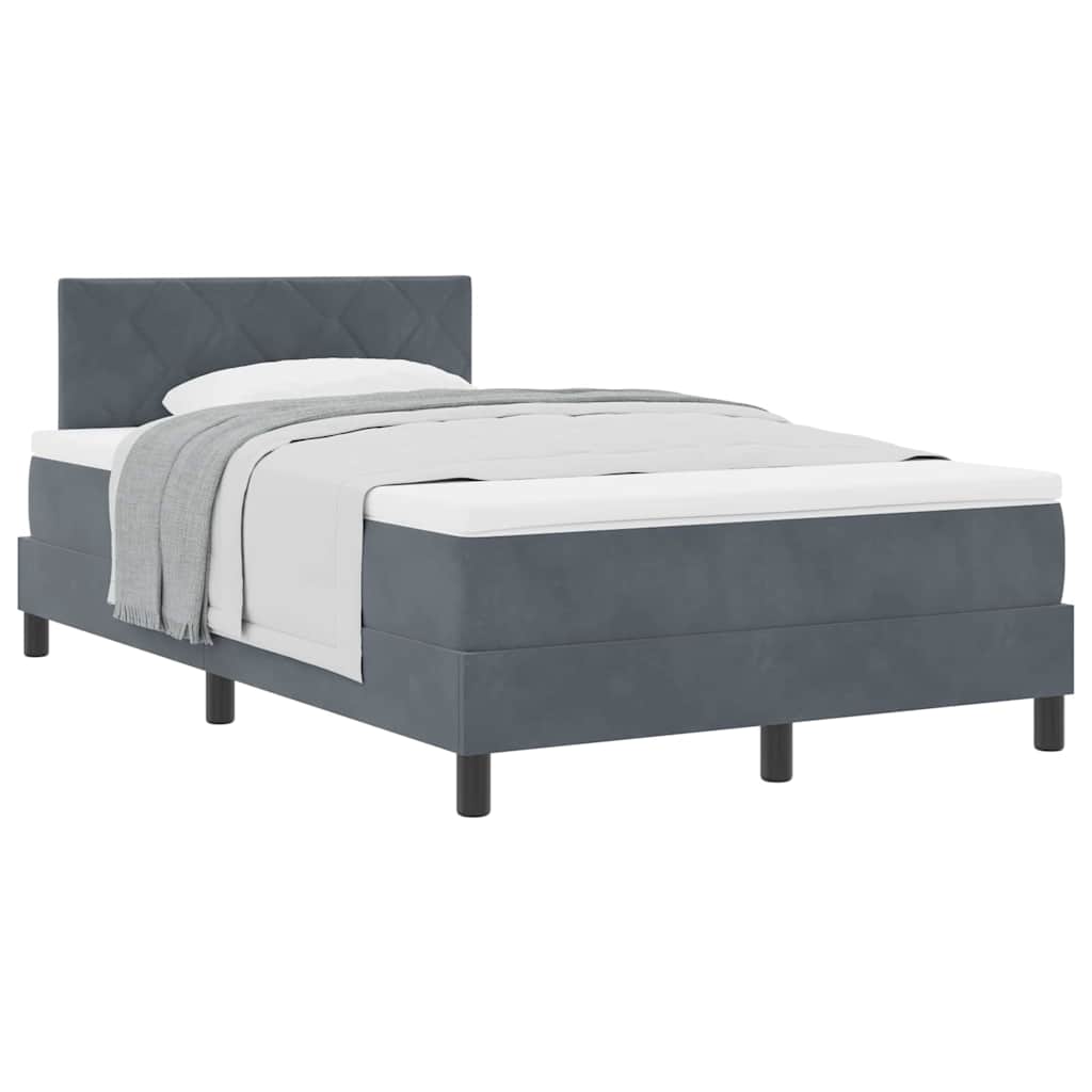 Letto a Molle con Materasso Grigio scuro 120 x 190 cm Tessuto