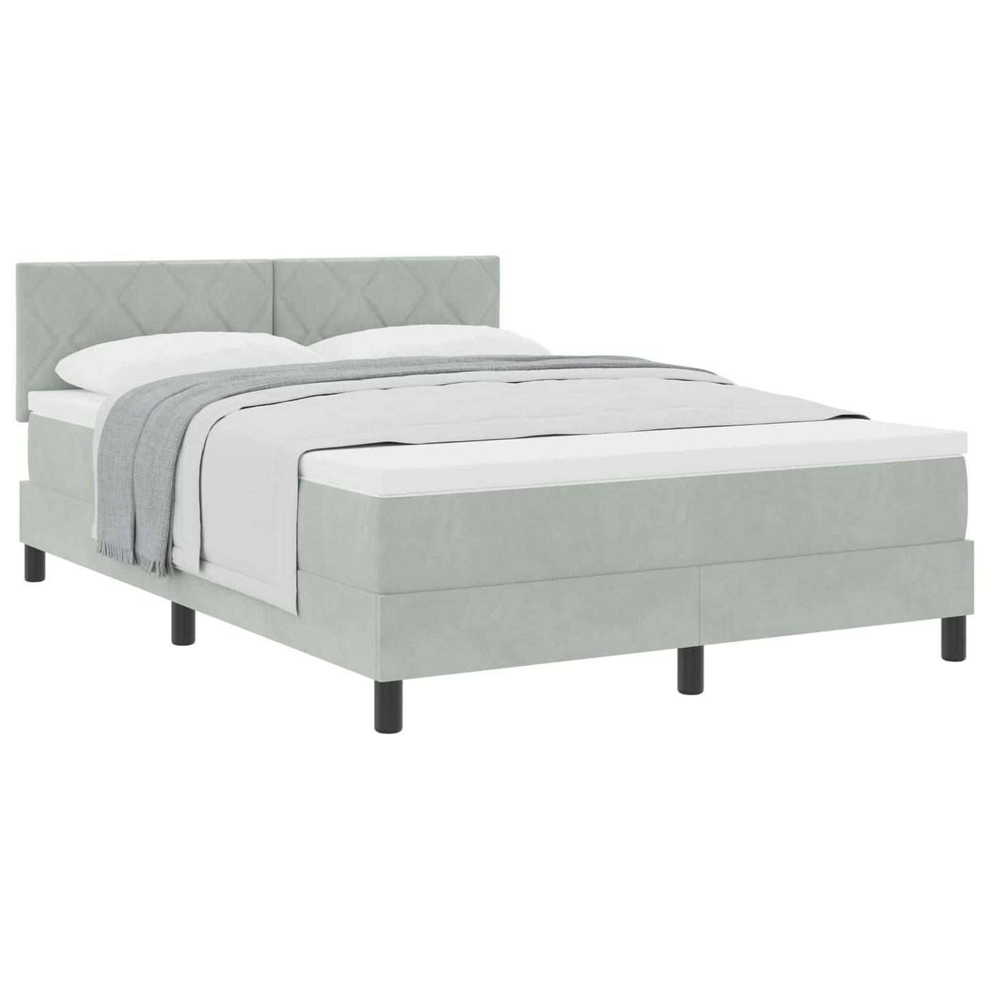 Letto a molle con materasso Grigio chiaro 140 x 190 cm Velluto